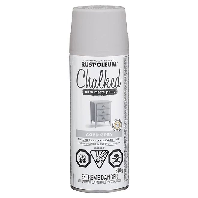 Rust-Oleum Aerosol Chalked Paint - 340 g - Ultra Matte - Aged Grey 3 Rust-Oleum Aerosol Chalked Paint - 340 g - Ultra Matte - Aged Grey