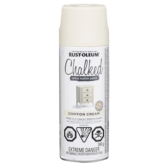Rust-Oleum Aerosol Chalked Paint - 340 g - Ultra Matte - Chiffon Cream 3 Rust-Oleum Aerosol Chalked Paint - 340 g - Ultra Matte - Chiffon Cream