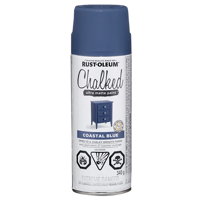 Rust-Oleum Aerosol Chalked Paint - 340 g - Ultra Matte - Coastal Blue 3 Rust-Oleum Aerosol Chalked Paint - 340 g - Ultra Matte - Coastal Blue