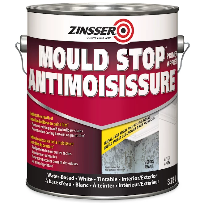 Zinsser Mould Stop Primer Interior/Exterior Water Based 3.78 L White 3 Zinsser Mould Stop Primer Interior/Exterior Water Based 3.78 L White