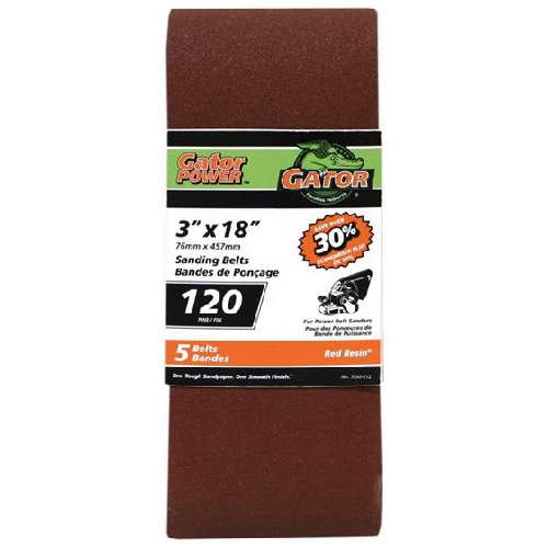 Gator Sanding Belts - 120 Grit - Aluminium Oxide - 3-in W x 18-in L - 5-Pack 3 Gator Sanding Belts - 120 Grit - Aluminium Oxide - 3-in W x 18-in L - 5-Pack