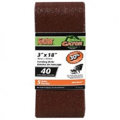 Gator Gatorpower Sanding Belts - 40 Grit - 3-in W x 18-in L - Aluminum Oxide Abrasive - Red Resin - 5 Per Pack