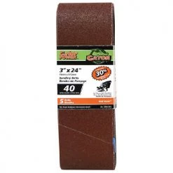 Gator Gatorpower Sanding Belts - 40 Grit - 3-in W x 24-in L - Aluminum Oxide Abrasive - Red Resin - 5 Per Pack