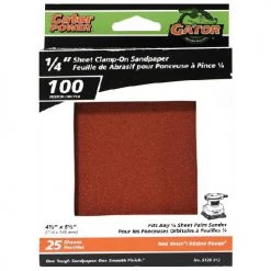 Gator Clamp-On Sandpaper Sheets - Aluminum Oxide - 100-Grit - 5 1/2-in L x 4 1/2-in W - 25 Per Pack