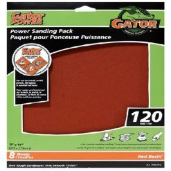 Gator Red Resin Sandpaper Sheet - Aluminum Oxide - 120-Grit - 11-in L x 9-in W - 8 Per Pack