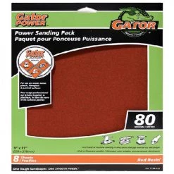 Gator Gatorpower All-Purpose Power Sanding Sheets - 9-in W x 11-in L - 80 Grit - Aluminum Oxide Abrasive - 8 Per Pack