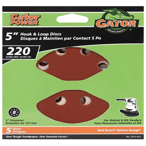 Gator Hook and Loop Sanding Discs - Aluminum Oxide - 220-Grit - 5-in dia - 5-Pack 3 Gator Hook and Loop Sanding Discs - Aluminum Oxide - 220-Grit - 5-in dia - 5-Pack