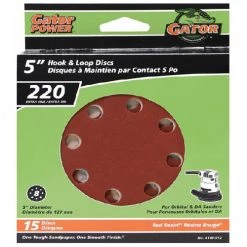 Gator Gatorpower Hook and Loop Sanding Discs - 5-in Dia - 8 Holes - 220 Grit - 15 Per Pack