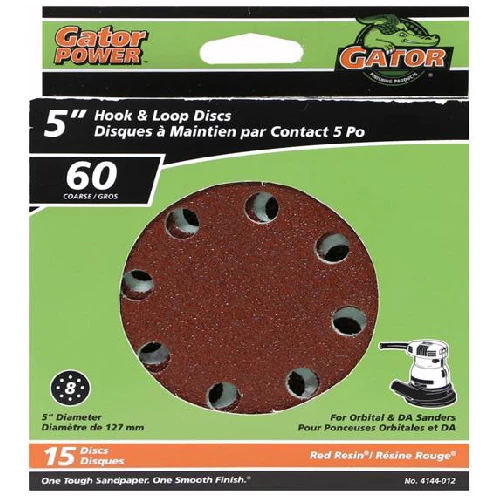 Gator Sanding Discs - Fibre - 60 Grit - 8-Hole - 15-Pack 3 Gator Sanding Discs - Fibre - 60 Grit - 8-Hole - 15-Pack