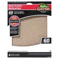 Gator Multi-Surface Sanding Sheets - Aluminum Oxide - 60-Grit - 11-in L x 9-in W - 4 Per Pack