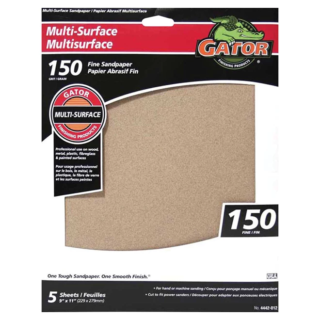 Gator Multi-Surface Sanding Sheets - Aluminum Oxide -150-Grit - 11-in L x 9-in W - 4 Per Pack 3 Gator Multi-Surface Sanding Sheets - Aluminum Oxide -150-Grit - 11-in L x 9-in W - 4 Per Pack