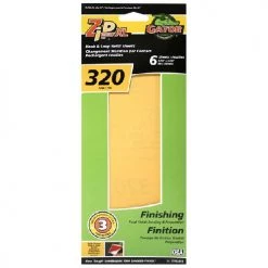 Gator ZipXL Hook and Loop Finishing Sandpaper Sheet - 3 7/8-in W x 9 7/8-in L - 320 Grit - Aluminum Oxide - 6 Per Pack