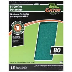 Gator Premium Moderate Stripping Sandpaper - Aluminum Oxide - 80-Grit - 11-in L x 9-in W - 15 Per Pack
