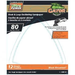 Gator Ultrapower Hook and Loop Oscillating Sandpaper - 80 Grit - Black Zirconium Abrasive - 12 Per Pack